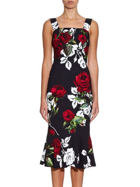 dolce gabbana black dress with roses|dolce gabbana red rose dress.